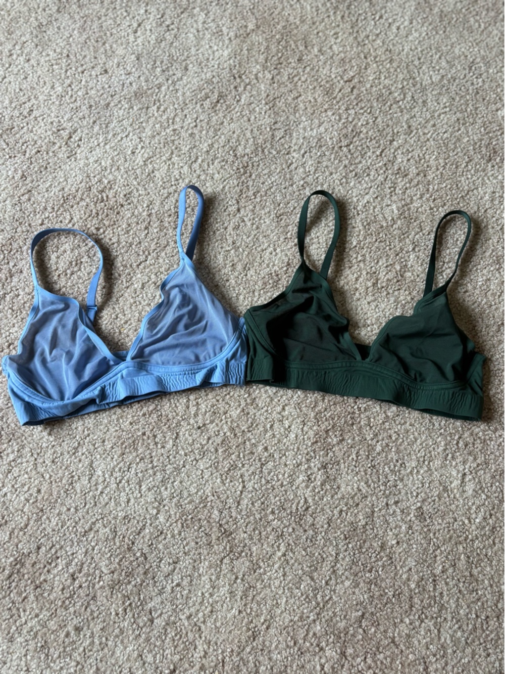 aerie Light Blue and Dark Green Bralettes